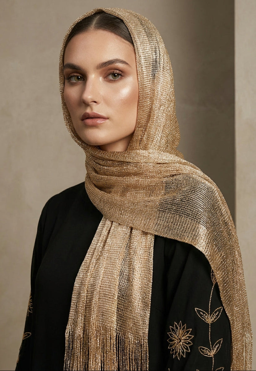 Foulard Long Hijab Vert Transparent, Wrap Avec Pompons – Neuf Avec étiquettes