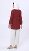 Karima Cotton Embroidered Modest Tunic - Maroon - Final Sale