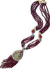Long Turkish Tughra Tassel Necklace - Ruby Red