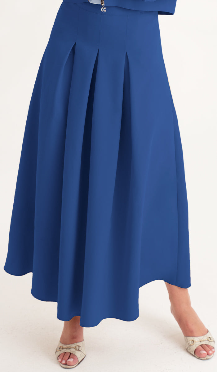 Mia Blue Pleated Long Maxi Skirt Modest Skirts Artizara USA 18 XXXXL 40 in. 101 cm Garment Waist