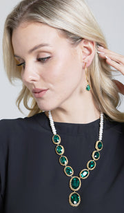 Nia Minimal Lightweight Teardrop Earrings - Gold/Green