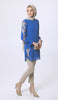 Sofia Gold Embellished Long Tunic Dress - Blue