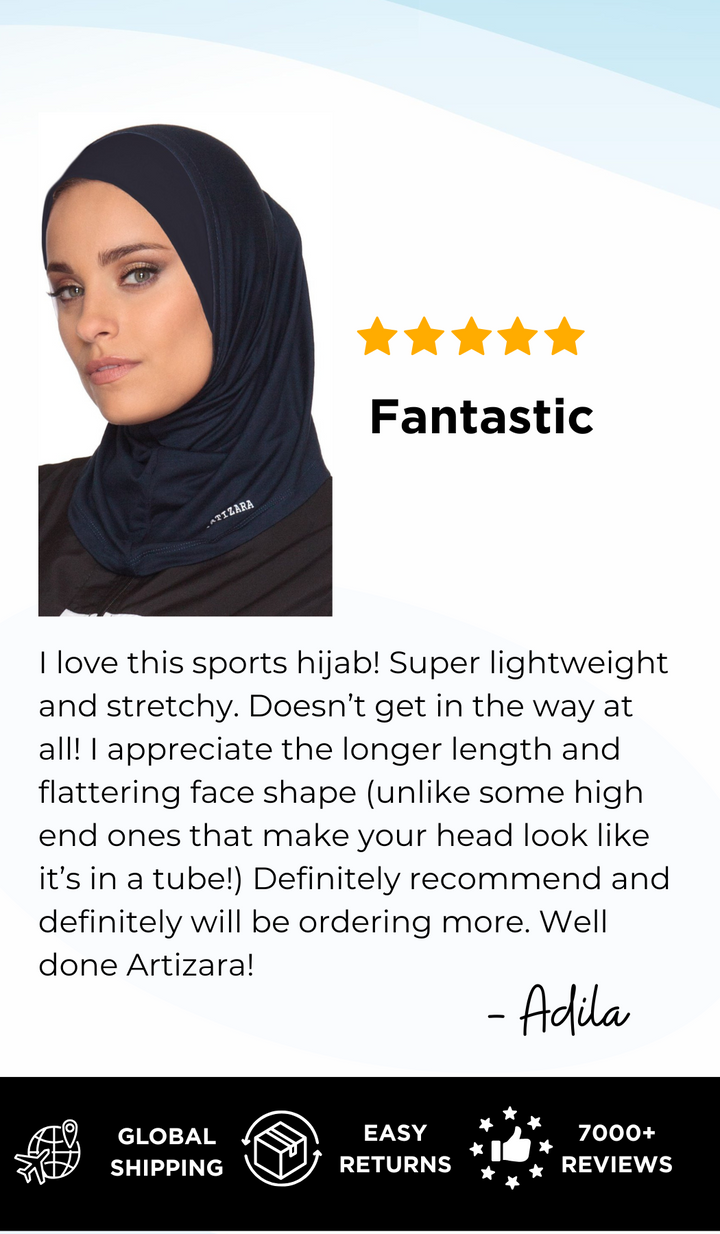 One Piece Stretch Sports Hijab - Navy