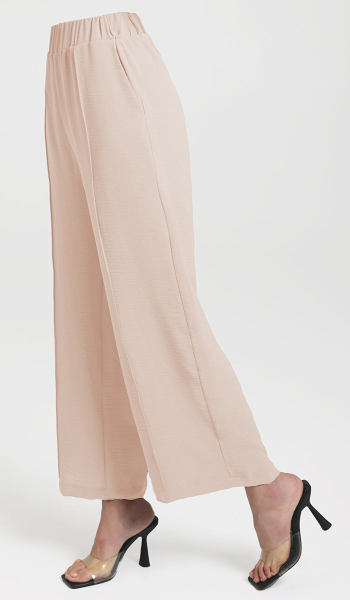 Tina Loose Stretch Wide Leg Pants - Cream | Modest pants