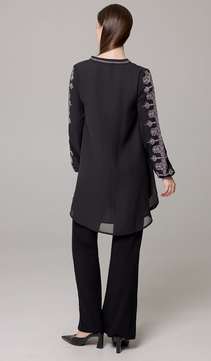 Tunique Longue Modeste Brodée Amalie - Orchidée