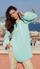 Amalie Embroidered Long Modest Tunic - Aqua Blue - PREORDER (ships in 2 weeks)