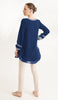 Amalie Embroidered Long Modest Tunic - Navy Blue - PREORDER (ships in 2 weeks)
