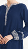 Amalie Embroidered Long Modest Tunic - Navy Blue - PREORDER (ships in 2 weeks)