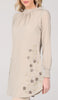 Amina Embroidered Formal Long Modest Tunic - Golden Sand - Final Sale