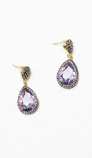 Amira Jeweled Statement Earrings - Purple