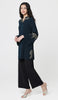 Arzoo Gold  Embellished Long Modest Tunic - Dark Teal - PREORDER (ships in 2 weeks)