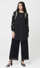 Azmi Gold Embroidered Long Modest Tunic - Black