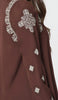 Azmi Gold Embroidered Long Modest Tunic - Cocoa