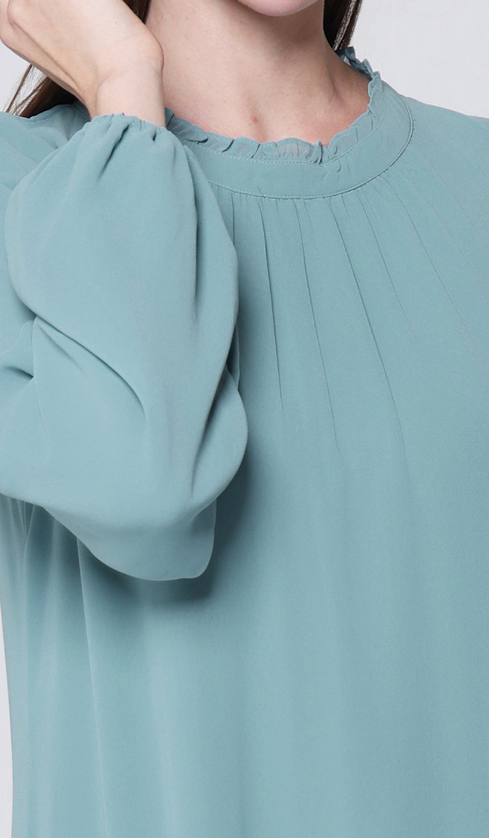 Bella Modest Long Chiffon Maxi Dress - Sea Green - PREORDER (ships in 2 weeks)