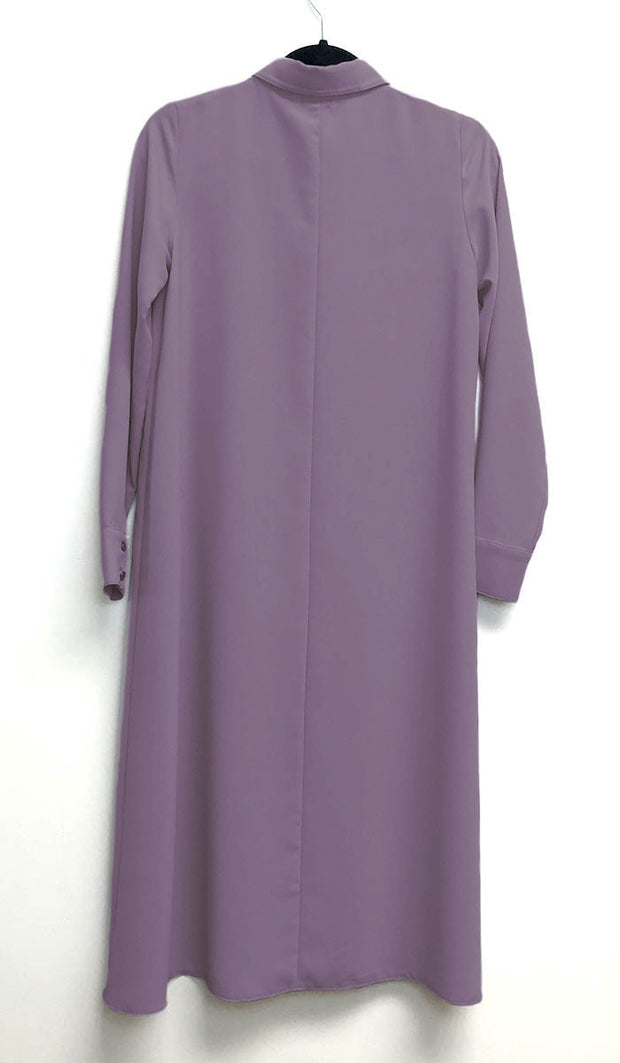 Farda Long Flowy Buttondown Shirt Jacket - Dusty Purple