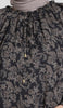 Farheen Essential Long Chiffon Print Modest Top - Black/Brown