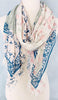 Floral Print Non-slip Cotton Wrap Hijab Scarf - Sage/Pink/Blue
