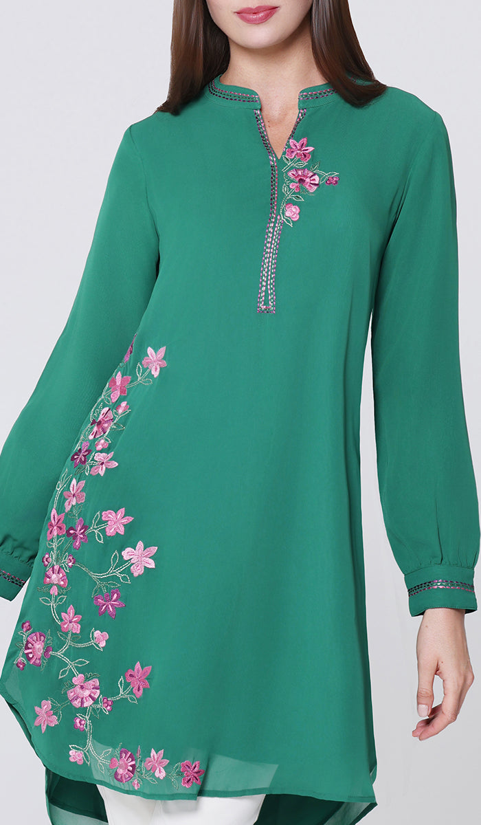 green emerald velvet dress Emerald Tunic Dress main image 1