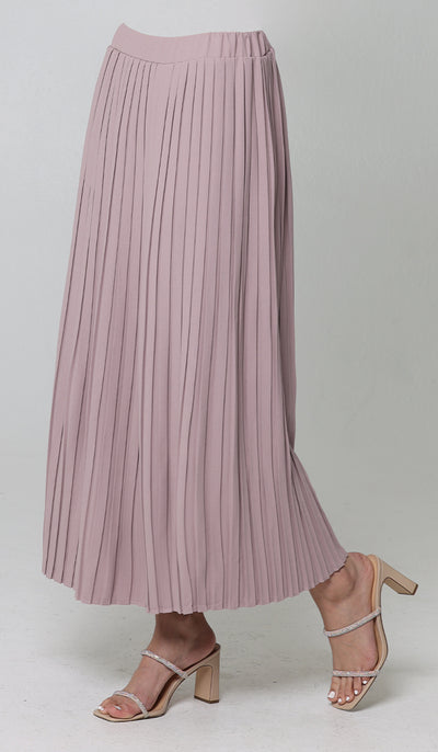 Lulu Pleated Long Maxi Skirt - Dusty Rose