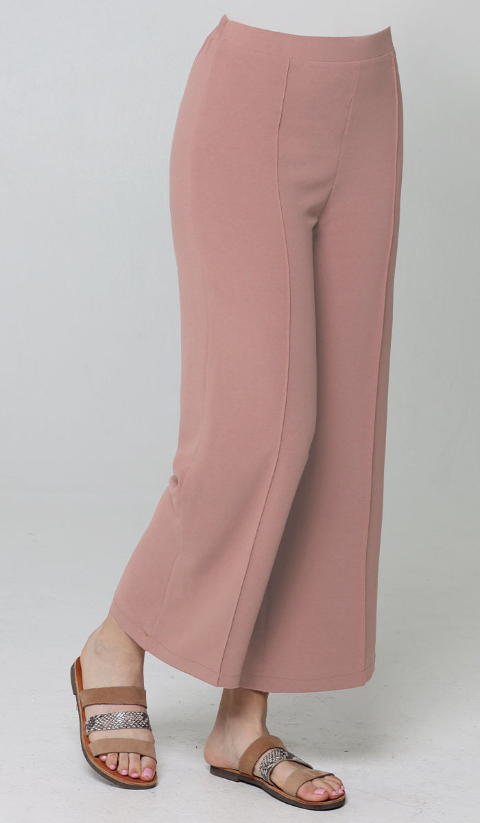 Marvi Loose Stretch Wide Leg Pants Dusty Rose Modest pants