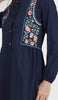 Marzo Embroidered Cotton Modest Buttondown Tunic - Navy