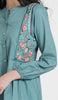 Marzo Embroidered Cotton Modest Buttondown Tunic - Sea green