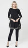 Meena Chiffon Formal Embroidered Long Modest Tunic - Black