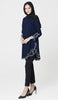 Meena Chiffon Formal Embroidered Long Modest Tunic - Navy Blue - PREORDER (ships in 2 weeks)