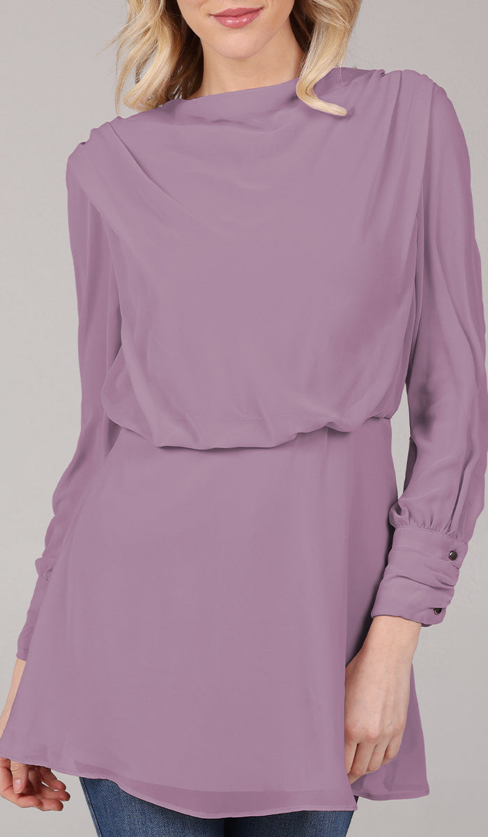 mauve chiffon dress Myra Modest Tunic - Dusty | Muslim Clothing Color:Leopard Print Baby Blue boho dress Ava Draped Sequin Mini length Chiffon Dress with