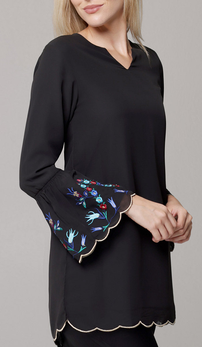 Tunique Longue Modeste Brodée Amalie - Orchidée