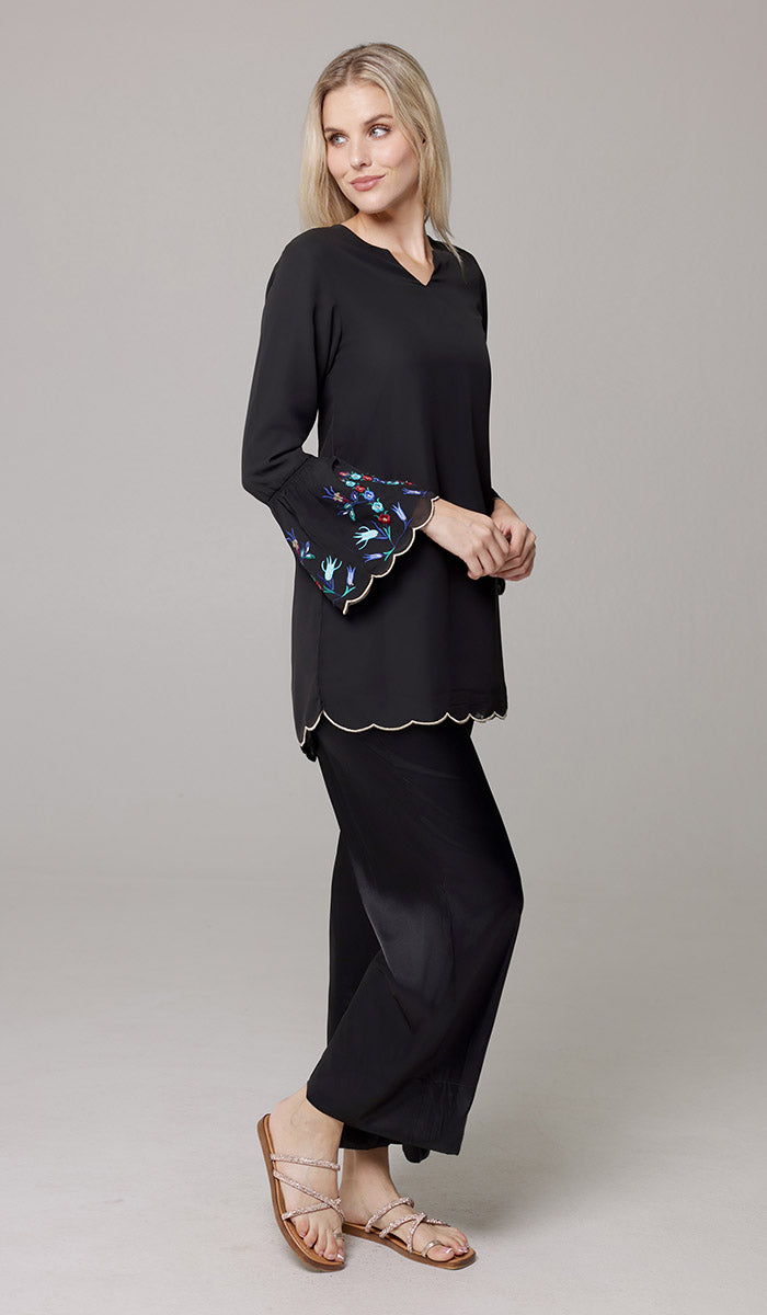 Tunique Longue Modeste Brodée Amalie - Orchidée