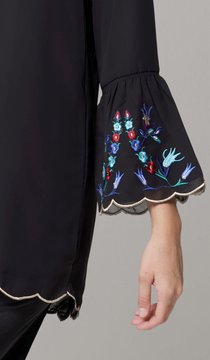 Tunique Longue Modeste Brodée Amalie - Orchidée