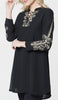 Nahid Embroidered Long Modest Tunic - Black