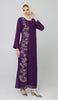 Nargiz Modest Long Formal Gold Embellished Maxi Dress - Purple