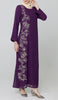 Nargiz Modest Long Formal Gold Embellished Maxi Dress - Purple