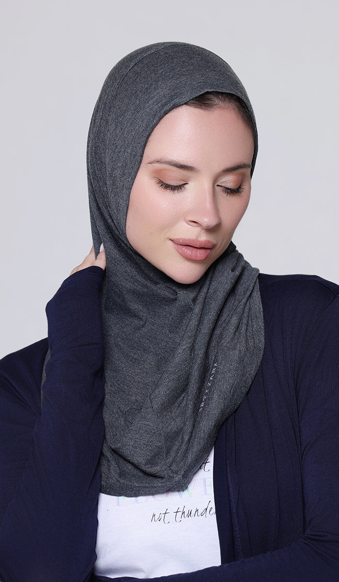 One Piece Stretch Sports Hijab - Charcoal Heather