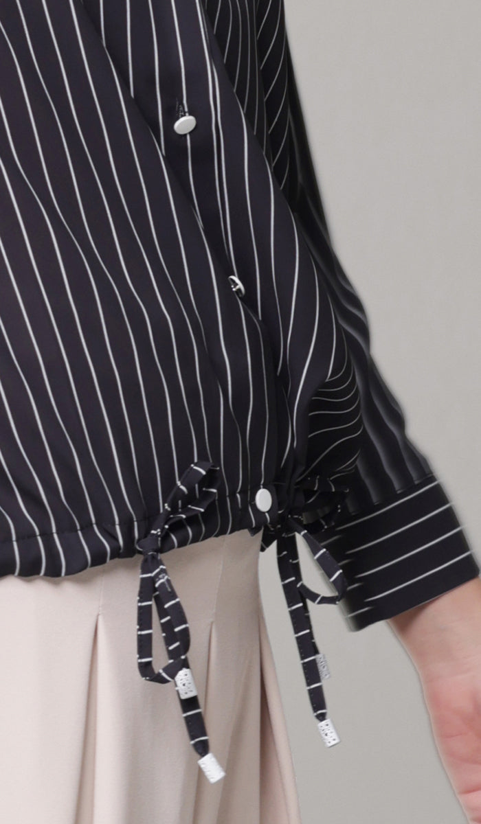 Parvin Pinstripe Button-down Shirt - Black - FINAL SALE