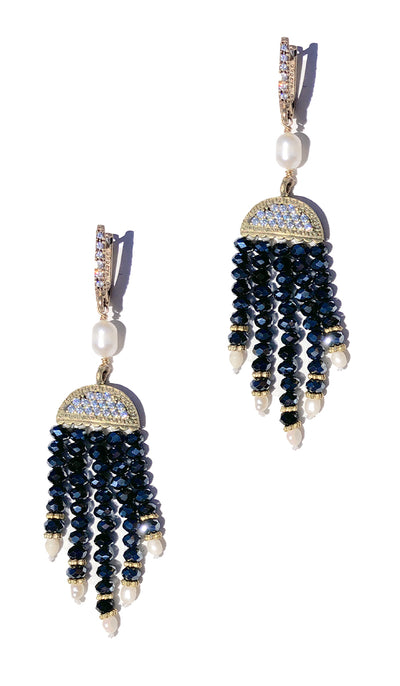 Sapphire Turkish Tassel Chandelier Earrings