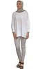 Aly Long Loose Modest Stretch Top - Cream