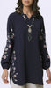 Hadeel Embroidered Long Modest Tunic - Navy - PREORDER (ships in 2 weeks)