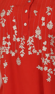 Kamila Gold Embroidered Long Modest Tunic - Russett
