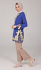 Mahnaz Gold Embellished Long Modest Tunic - Ocean Blue - FINAL SALE