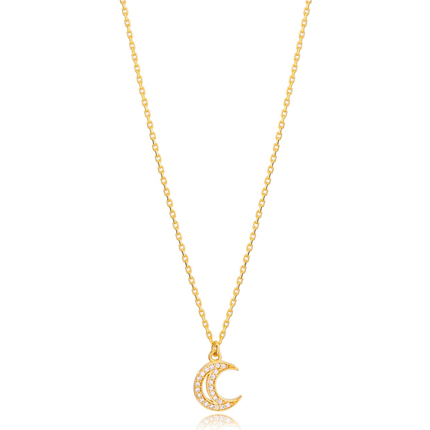 Mina Sterling Silver Crescent Moon Necklace - Gold