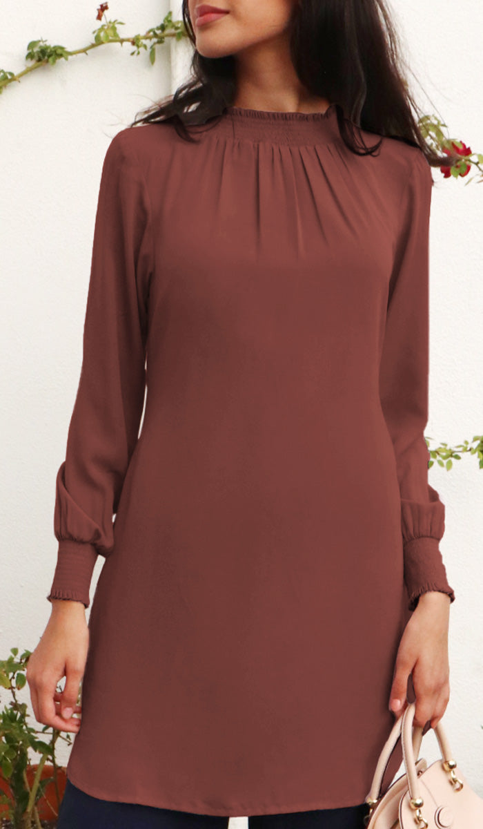 Mishal Long Essential Modest Tunic - Spice | Muslim Clothing