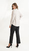 Mona Ruffle Front Button-down Shirt - Pearl Gray - Final Sale