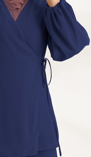 Ula Light Long Comfy Wrap Shirt Jacket - Lapis Blue - Final Sale