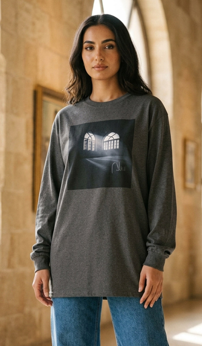 100% Cotton Unisex Long Sleeve Arabic Calligraphy Graphic Tee - "سَلَام" (Peace)