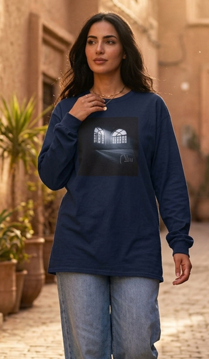 100% Cotton Unisex Long Sleeve Arabic Calligraphy Graphic Tee - "سَلَام" (Peace)