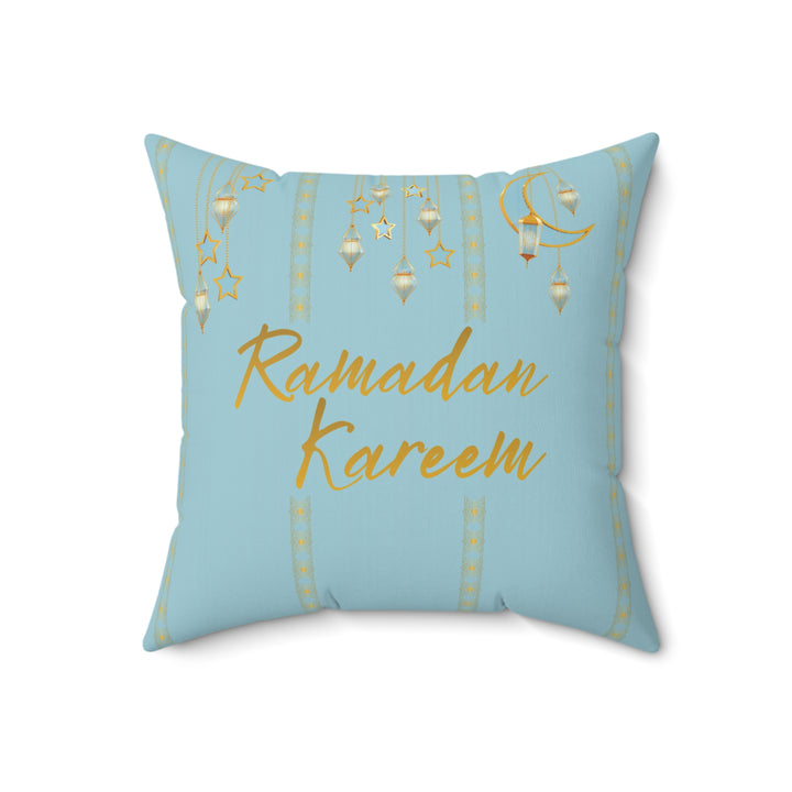 Ramadan Kareem/ Eid Mubarak Reversible Pillow - Blue and Gold Lanterns