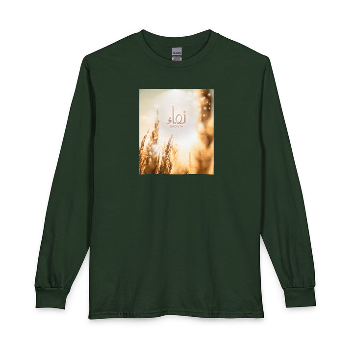 100% Cotton Unisex Long Sleeve Arabic Calligraphy Graphic Tee - "نَمَا" (Growth)